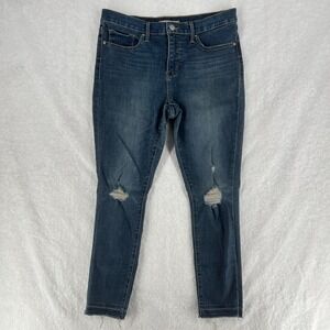 Levi's 311 Shaping Skinny Jeans Womens 31 Blue Denim Frayed‎ Hem Distressed
